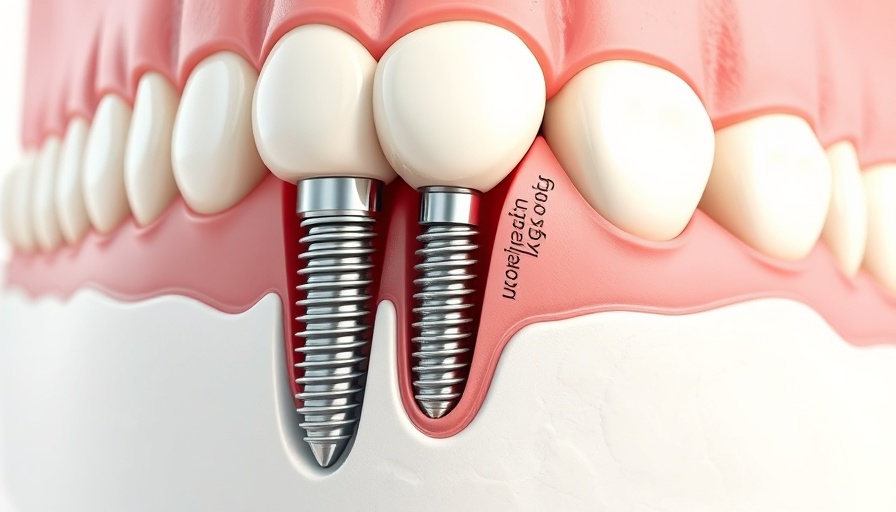 Illustration showing healthy dental implants care details.