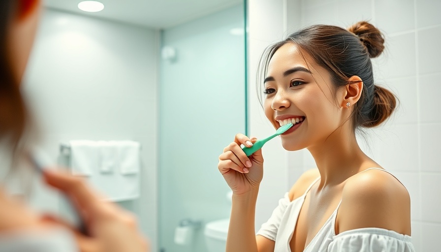 Woman brushing teeth in bright bathroom, daily habits destroying teeth.