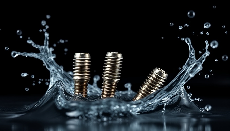 Cowellmedi implant system: dental implants with water splashes.