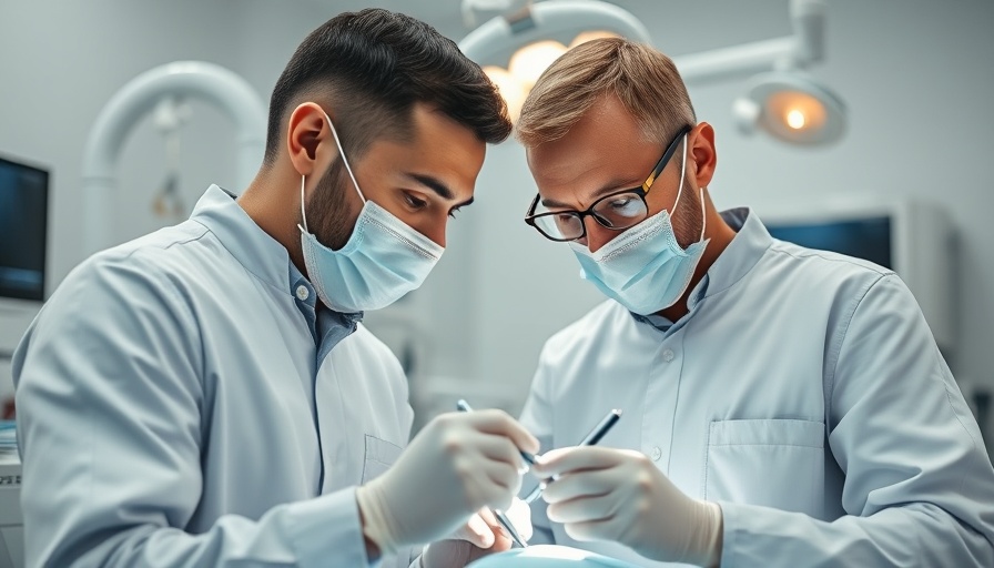 Dentists in surgery related to grants for dental implants.
