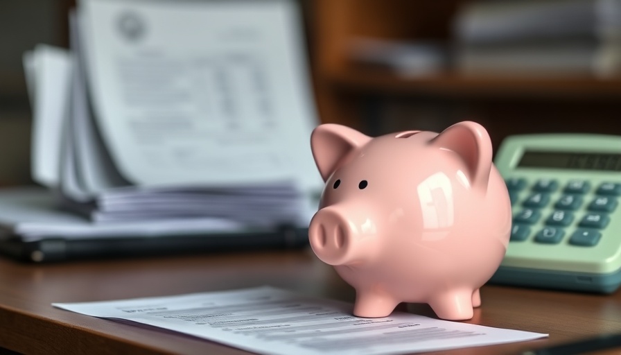 Piggy bank and calculator on desk symbolizing financial planning.