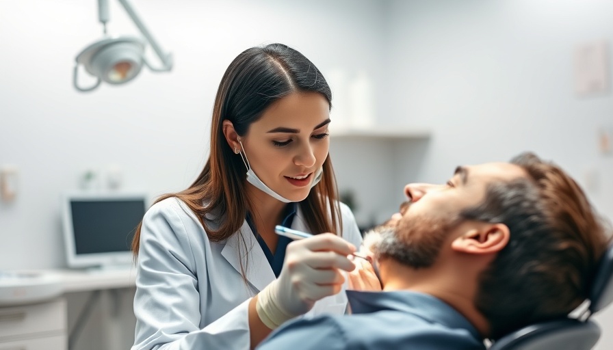 Professional dentist examining patient, mouth cancer awareness scene