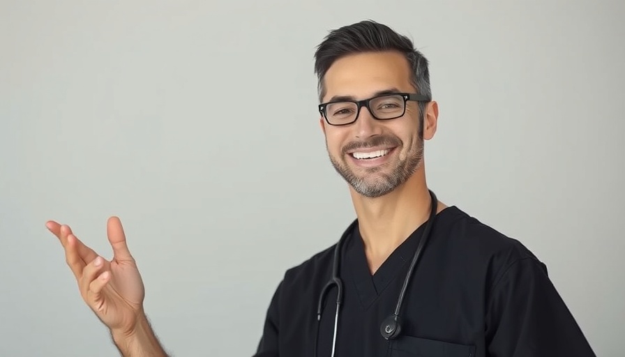 Man in medical attire discussing gum disease scams confidently.