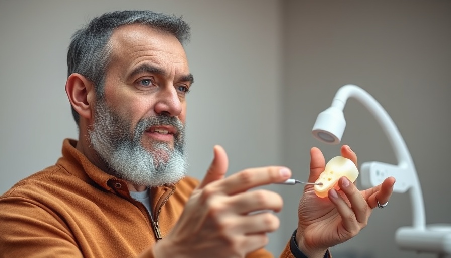 Man explaining dental implant removal procedure indoors.