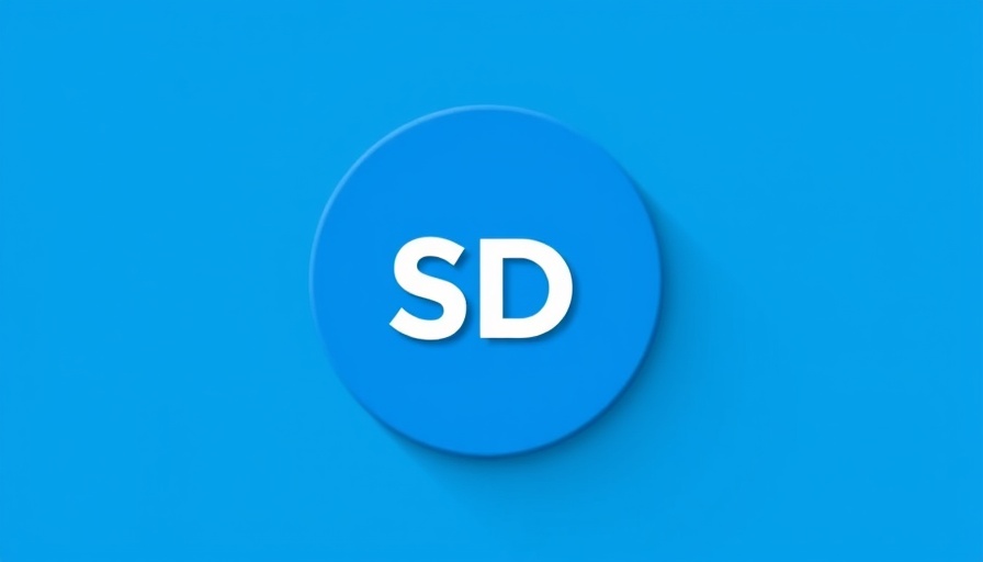 Minimalistic blue circle with SD text branding.