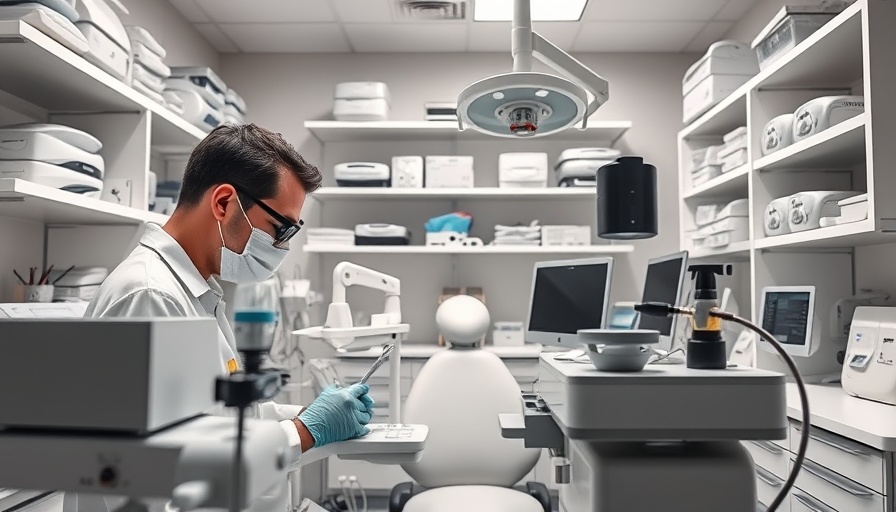Technicians working in dental equipment services office, analyzing equipment.