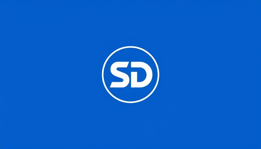 Minimalistic SD logo design on blue circle background