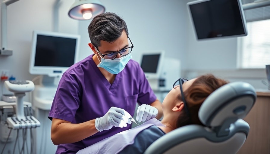 Dental professional focused on patient care in clinic.