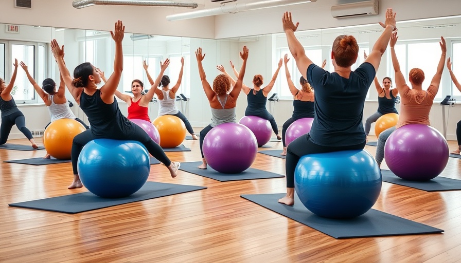 Group practicing Pilates for Dentists with exercise balls, studio setting.
