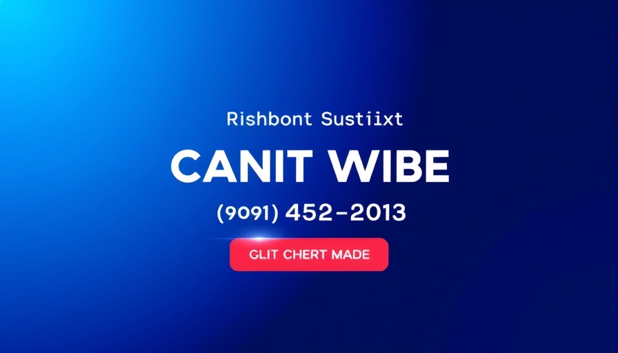 Blue advertisement banner with contact details, vibrant text.