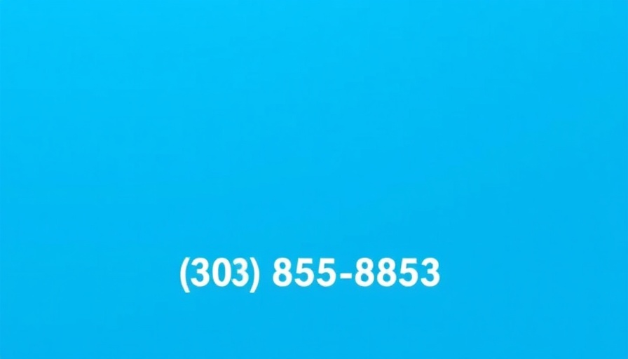 Bright blue ad banner with contact info.