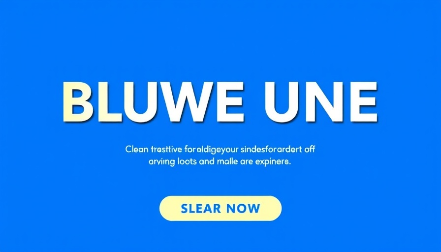 Modern advert banner in blue with find out more button.