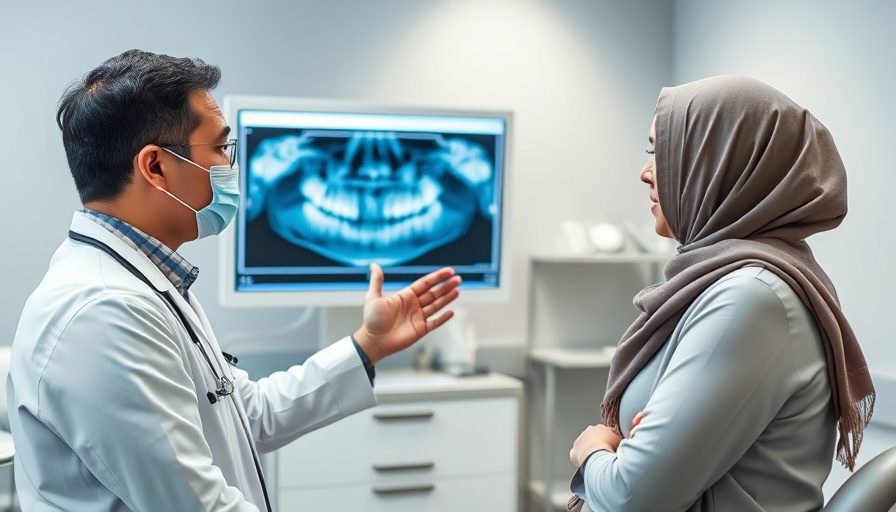 Dentist explains X-ray results to patient in clinical setting - GDC revised scope of practice.