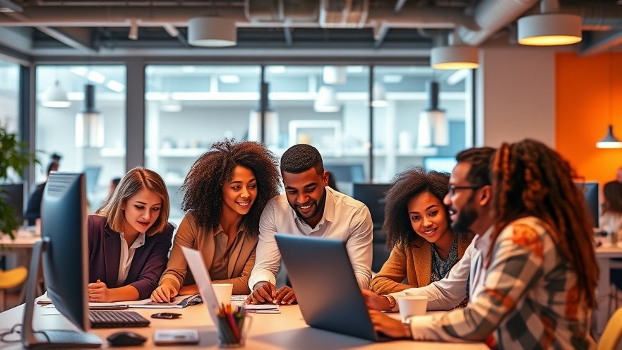 Diverse professionals collaborating with innovative tech, showcasing franchise investment insights.
