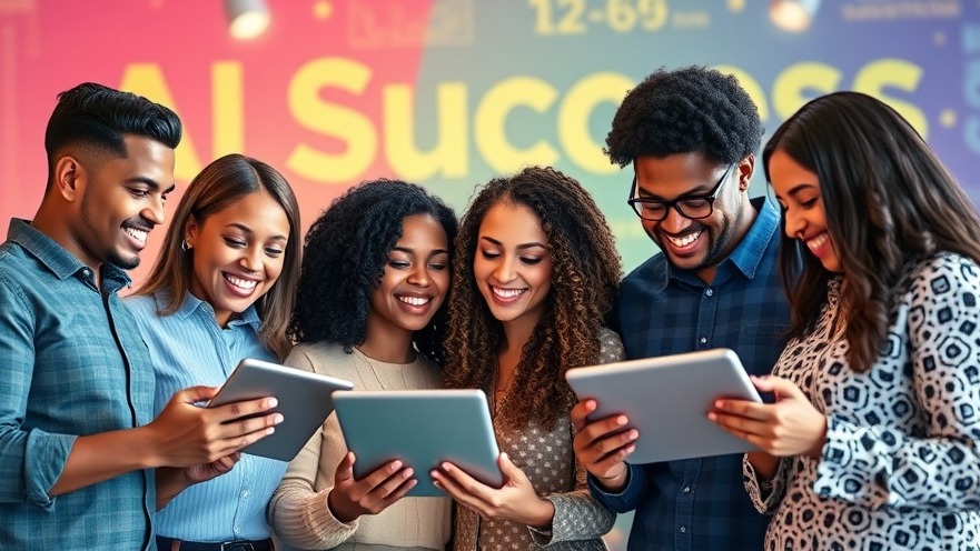 Enthusiastic franchise owners using AI technology for growth and strategies.