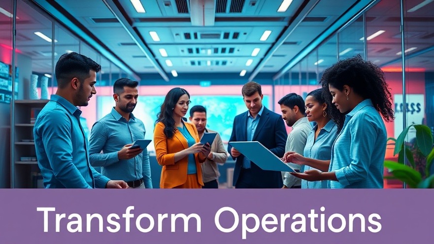 Diverse professionals using AI tools in a modern office for franchise automation.
