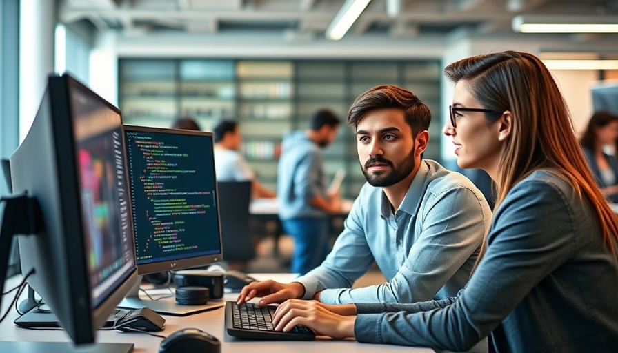 AI in franchising discussion between professionals in modern office.