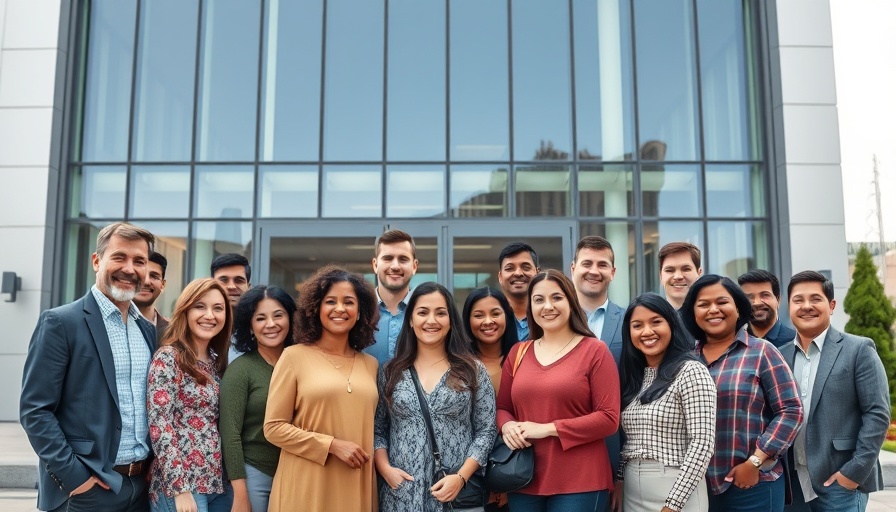 Diverse team posing outside for innovative franchises promo.