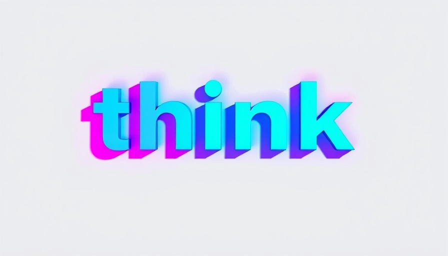Creative gradient 'think' text design with colorful shadows.
