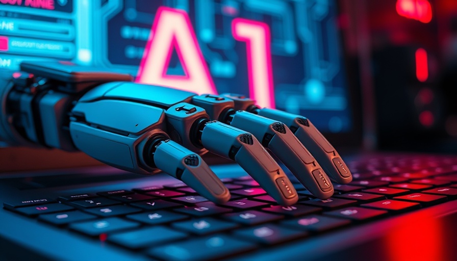 Robotic hand with AI text background representing AI in franchising.