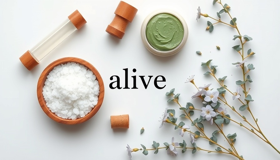 Natural wellness products with 'alive' text in minimalist design.