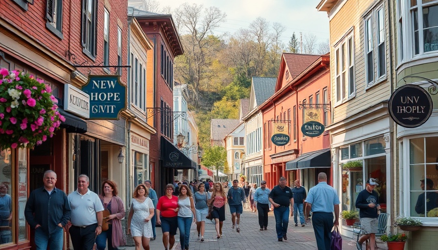 Riverside Getaway in New Hope, Pennsylvania showing a charming street scene.