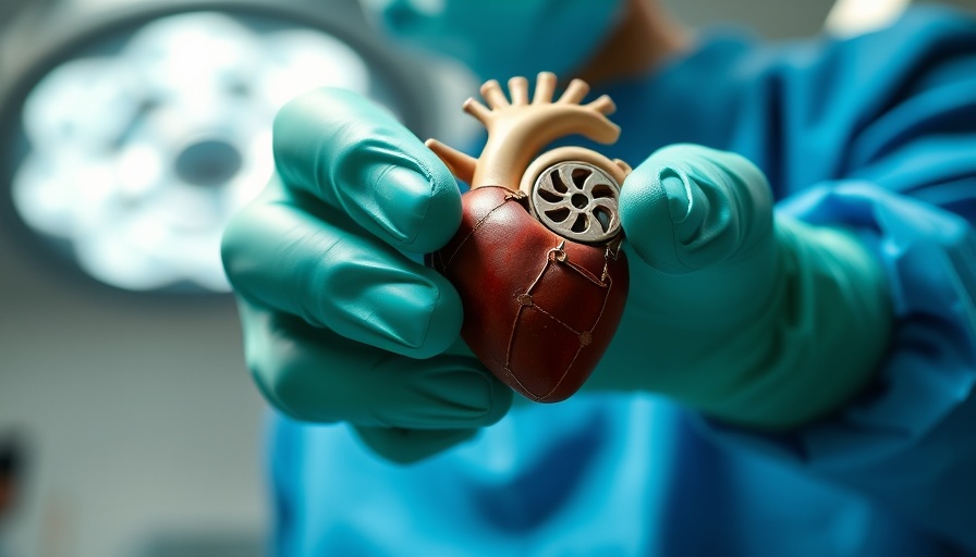 Medical professional holding heart valve in surgical setting.