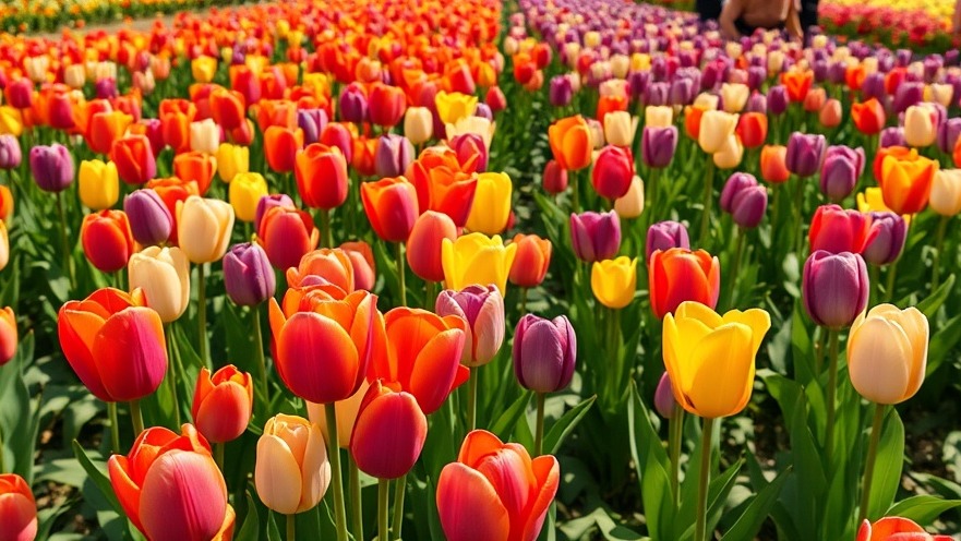 Vibrant tulip fields in spring showcasing family-friendly activities at artisan markets.