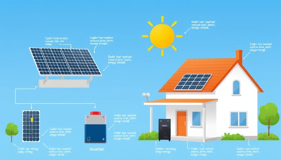 Illustrated solar energy system components and setup for New Solar System 6.44 kWp