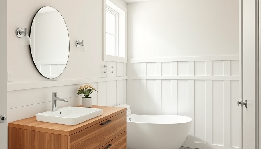 Modern DIY board and batten bathroom with elegant fixtures.
