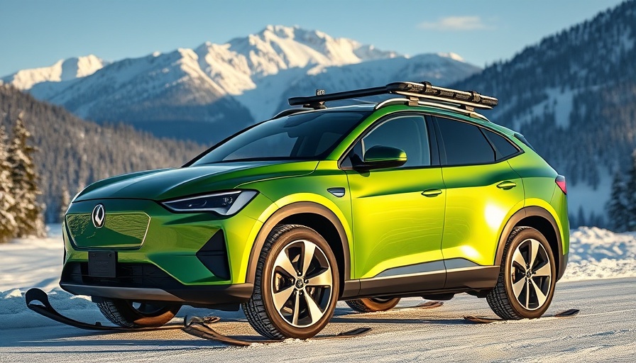Sleek green SUV on snowy road, electric vehicle tax credit context.
