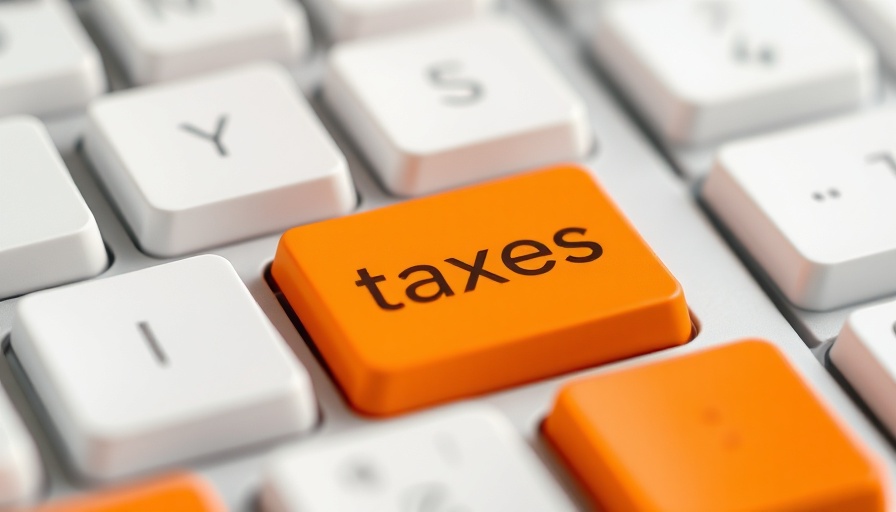 Close-up of keyboard with orange taxes key for DIY tax filing guide 2025.