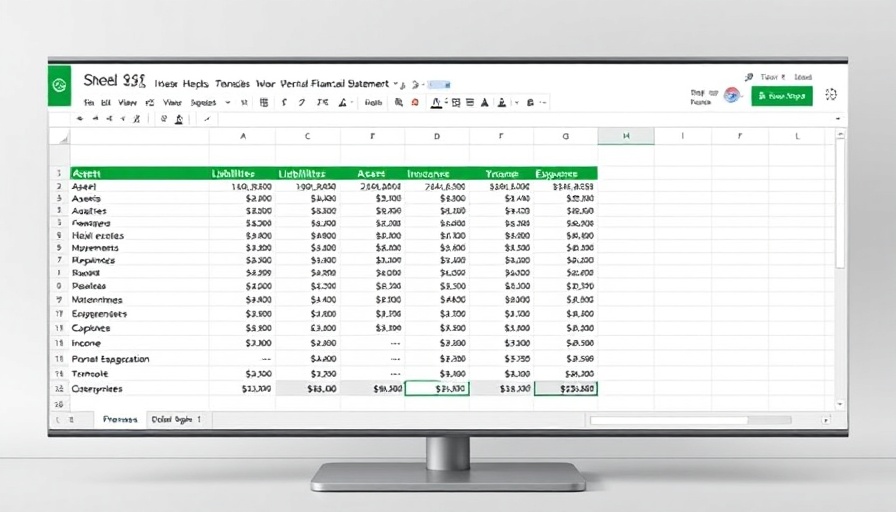 Editable personal financial statement template in Google Sheets layout.