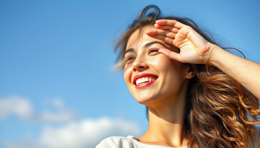 Woman looking into the distance on a clear day.