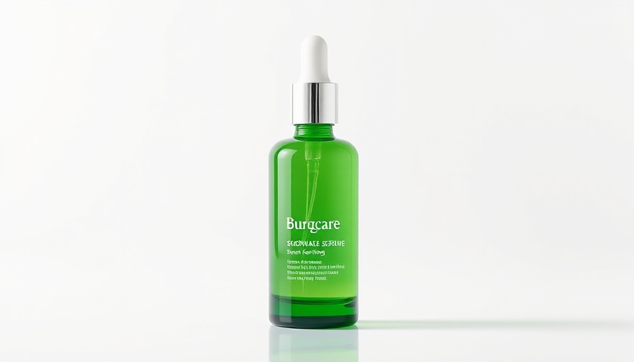 Elegant serum bottle for winter skin care tips, green packaging.