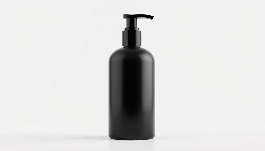 Sleek black at-home scalp detox bottle in minimalistic setting.