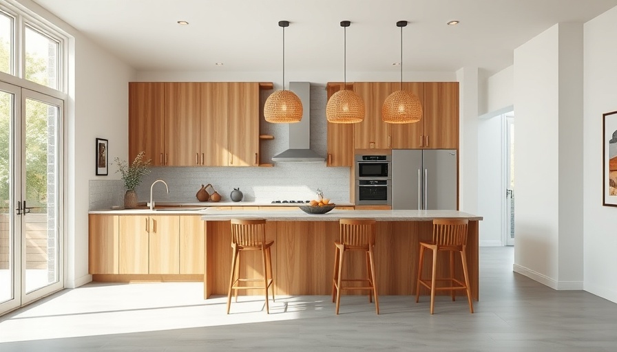 Modern open concept kitchen renovation with wooden accents.