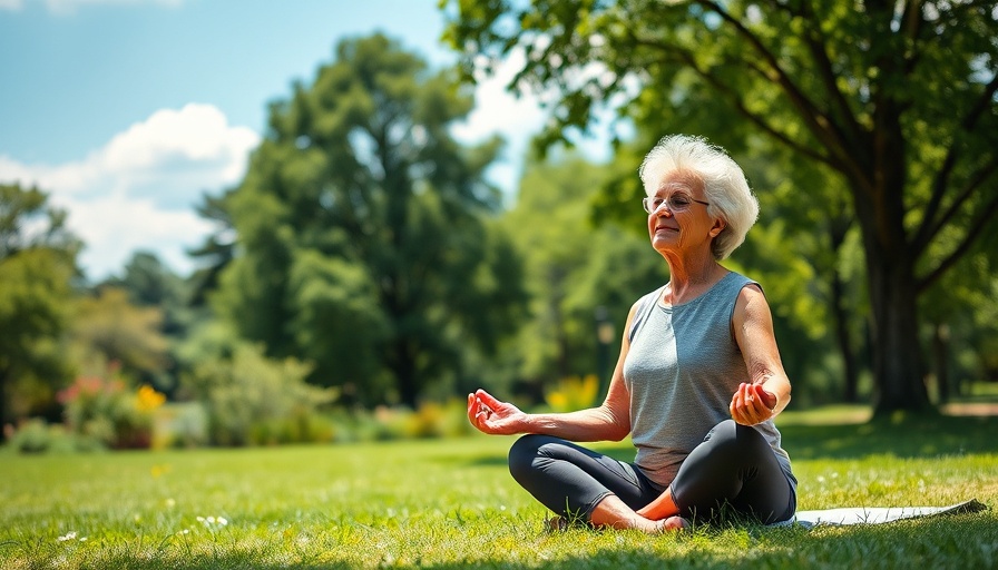 Woman embracing holistic fitness in a peaceful park setting.