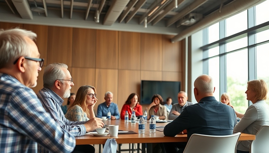 Engaged discussion at local government meeting in a modern conference room.