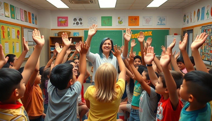Joyful children's classroom scene during Read Across Henry.