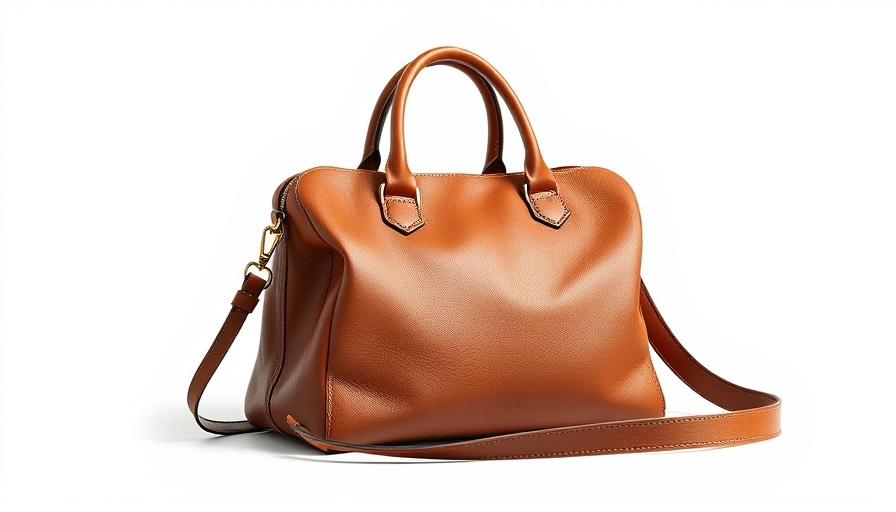 Brown handbag with bamboo handle against white background