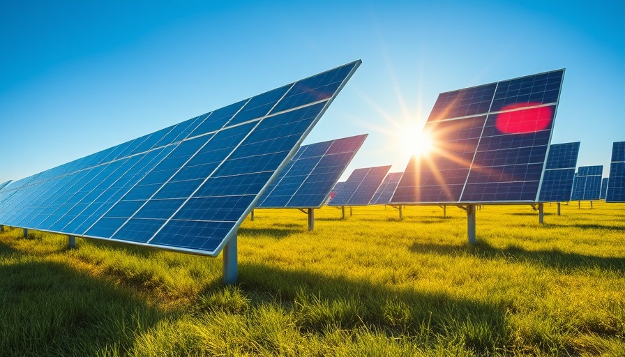 Fort Riley Solar Project field with solar panels under blue sky.