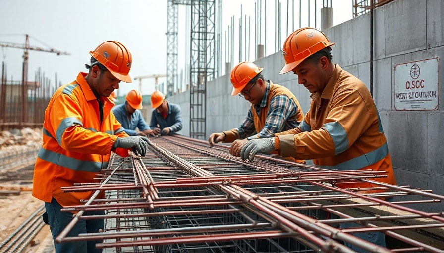 Construction workers at a steel site impacted by Trump's steel and aluminum tariffs.