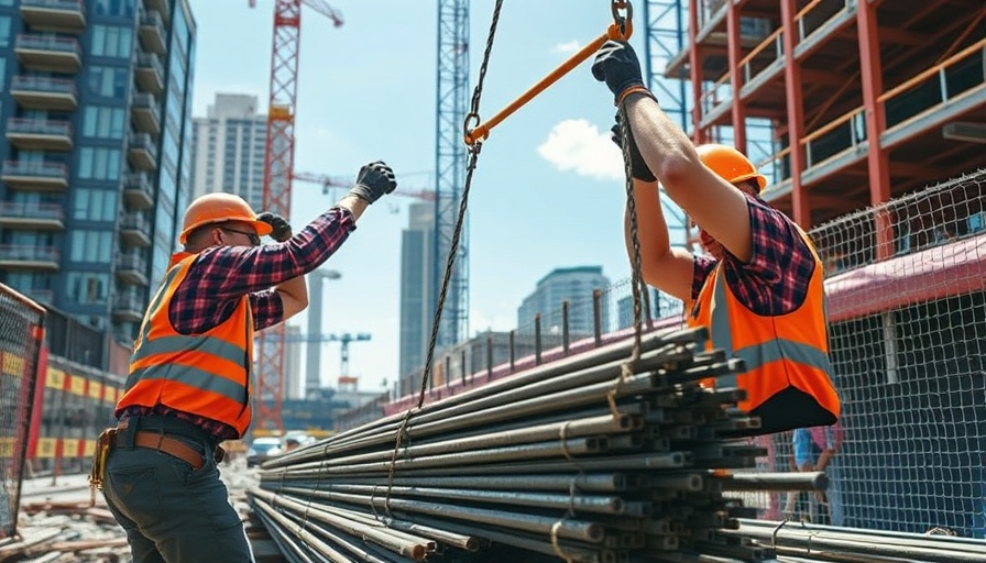 Steel rebar being moved by workers, Trump tariffs economic impact