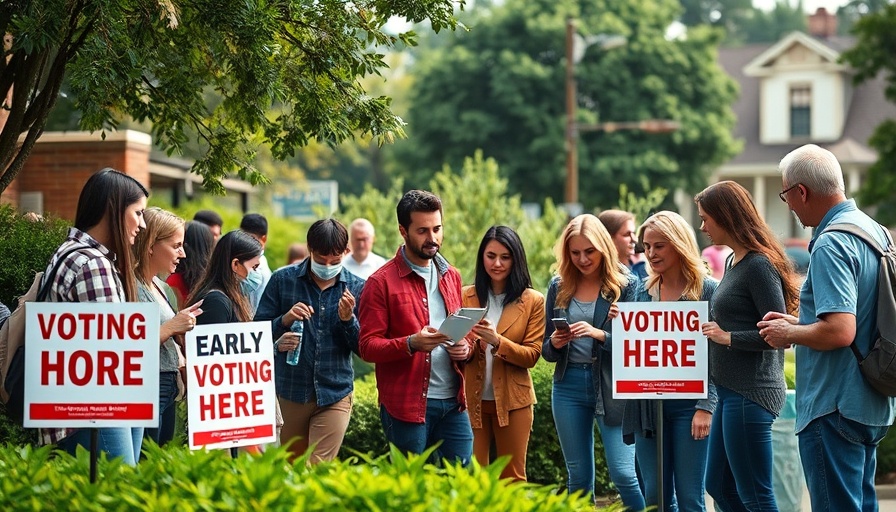 Early voting in South Carolina elections with people and signs.
