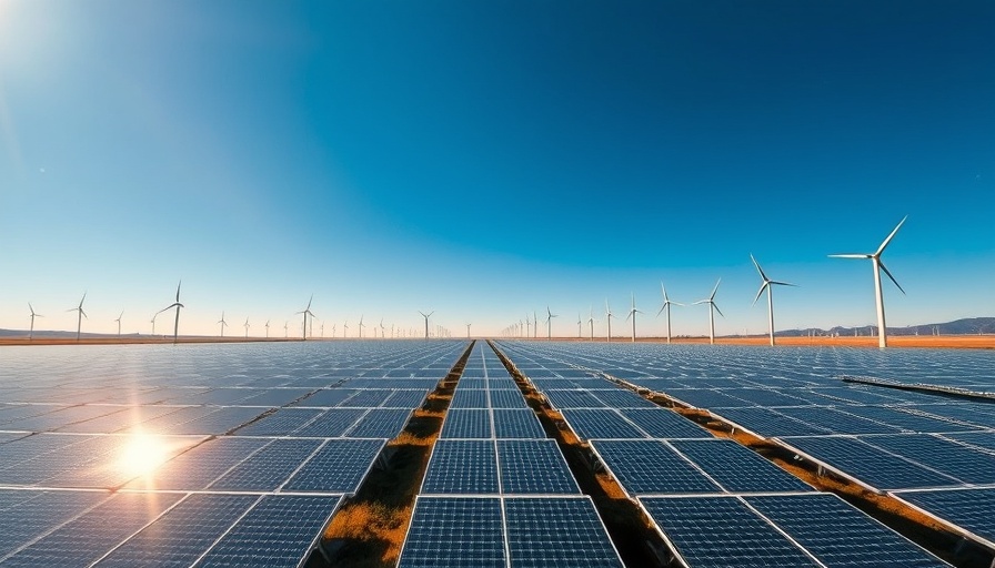 Solar panels and wind turbines illustrating renewable energy investment trends.