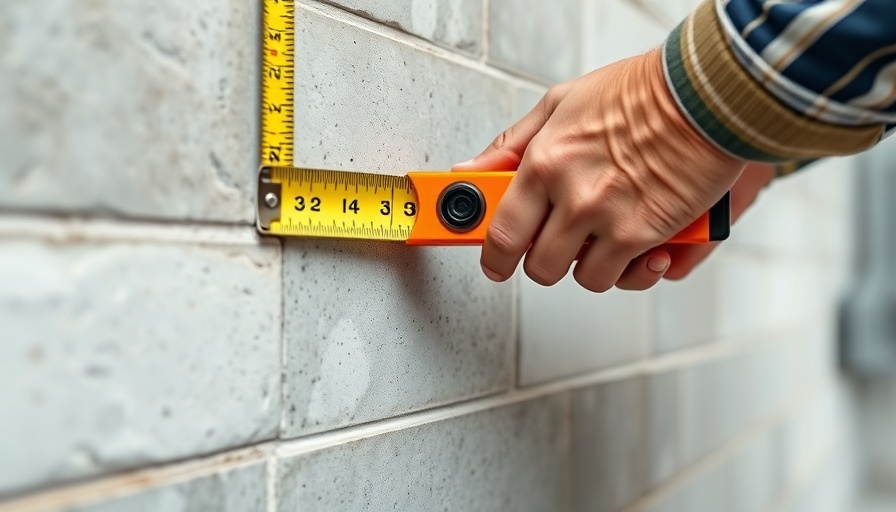 Measure square footage for a backsplash with tape and level tool.