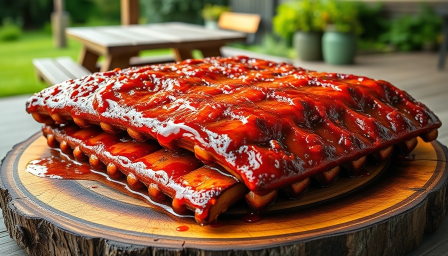 Delicious BBQ ribs in Georgia setting, succulent and tangy.