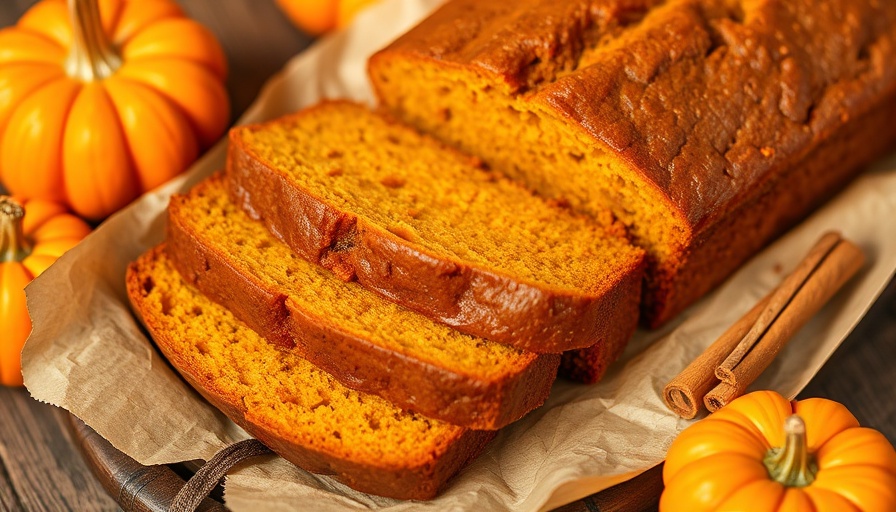 Delicious healthy pumpkin bread sliced, warm and inviting.