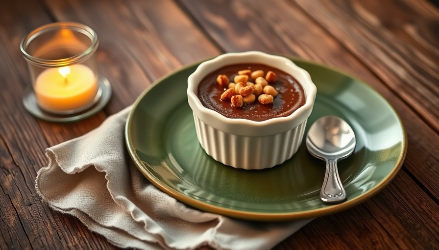 Chocolate Sea Salt Hazelnut Pots de Creme on a wooden table.